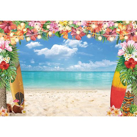 Buy Livucee X Ft Polyester Fabric Summer Hawaiian Beach Backdrop For