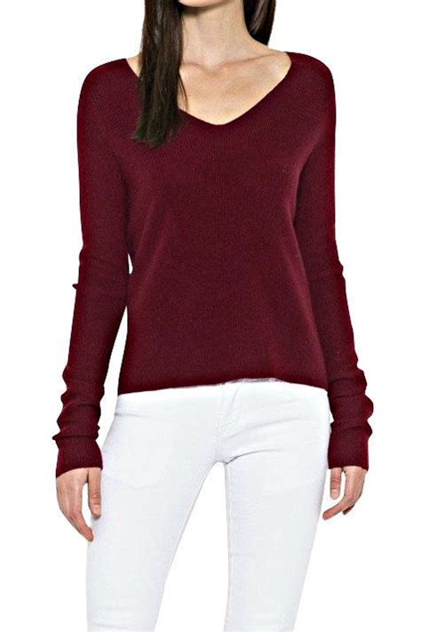 Burgundy Cashmere Blend V Neck Shop Womens Sweaters Cashmere