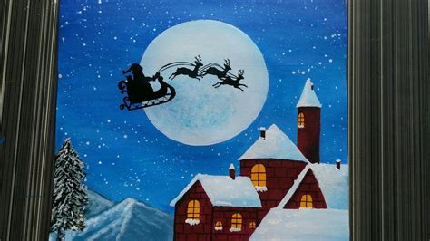 How To Draw Santa Claus On His Sleigh Easy Christmas Painting
