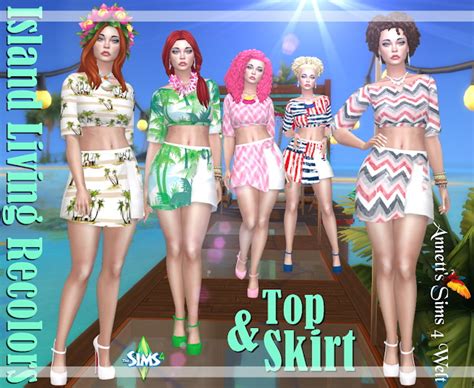 Island Living Top And Skirt Recolors At Annetts Sims 4 Welt Sims 4 Updates