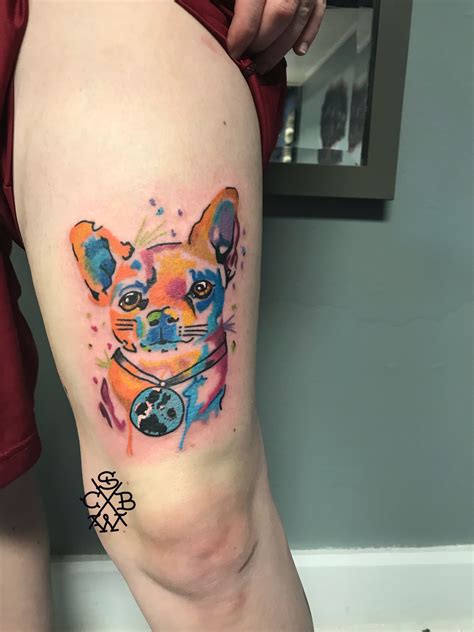 Abstract Watercolor Dog Tattoo With Real Paw Print In Charm Abstract