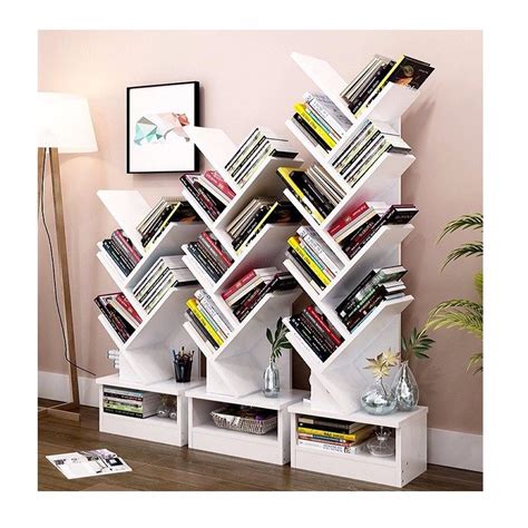 Wooden Storage Unit Display 5 Tier Tree Shape Bookshelf China Wooden