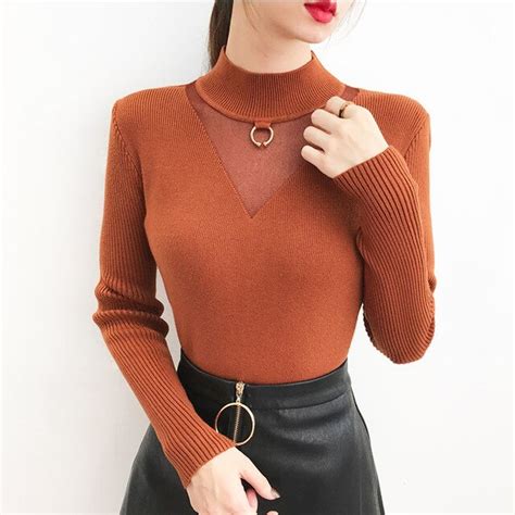 Oumengka Spring Hollow V Neck Sex Pullover And Sweater Women Knitted
