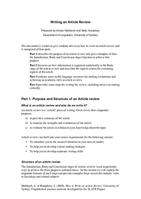 10 easy steps how to write an article review sample pdf
