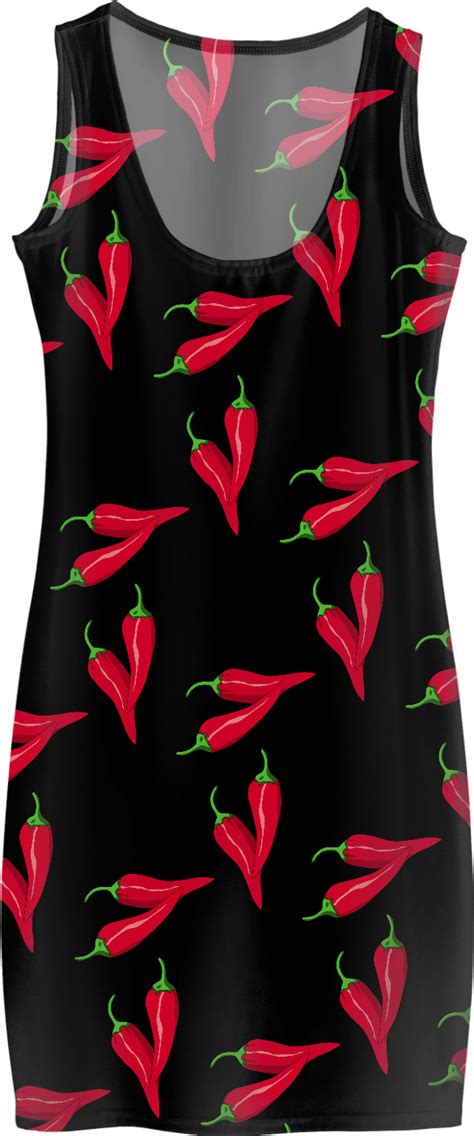 Spicy Pattern Red Chili Pepper Asymetric Theme Simple Fit Dress