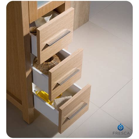 A bathroom linen storage cabinet creates an essential spot to organize all your linens. Fresca Torino Light Oak Tall Bathroom Linen Side Cabinet ...