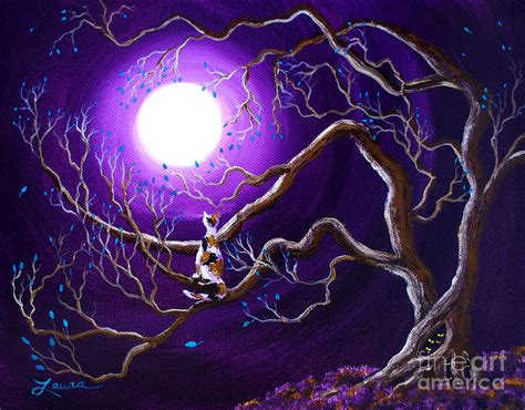 Calico Cat In Haunted Tree Painting By Laura Iverson