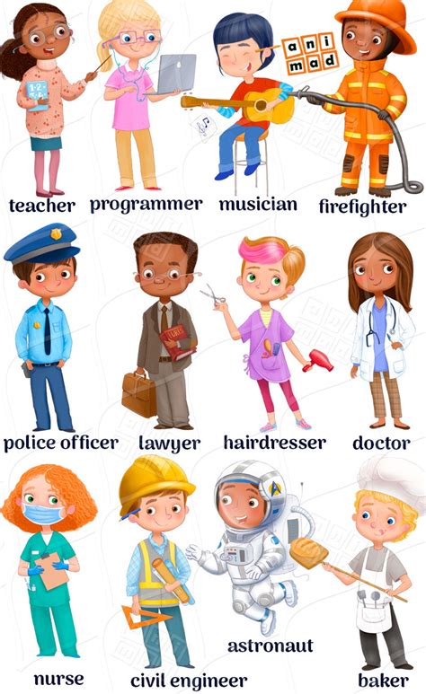 Kids Professions Clip Art Jobs Clipart Diversity Kids Etsy