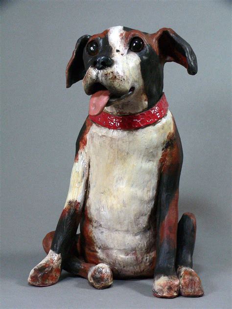 Dog Sculptureplayful Clay Animal Sculpture By Cathy Meincer Dog