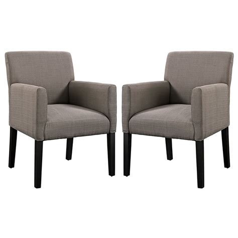 Farmhouse Gray Accent Chair With Arms Modern Fabric Dining Chairs