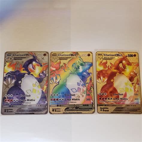 Shiny Charizard Vmax Rare Gold Metal Pokemon Card Shining Fates