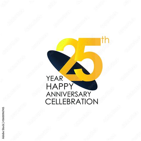 25 Years Anniversary Celebration Yellow Color Design Logotype