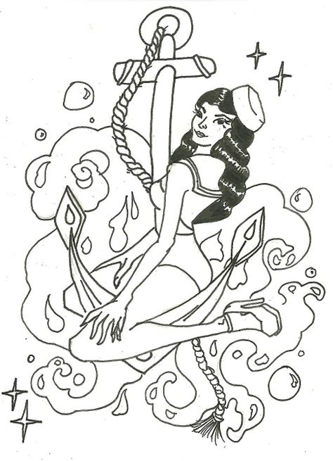 Sailor Pin Up Lineart By Savage Orange On Deviantart