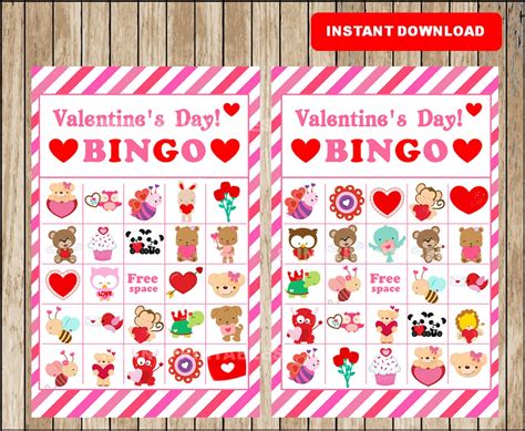 Printable 10 Valentines Bingo Cards Printable Valentine Etsy