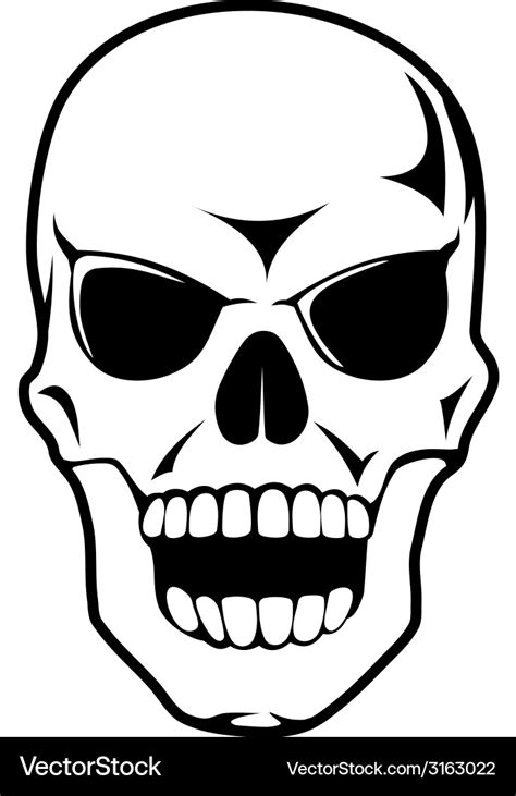 Black Skull In Cartoon Style Royalty Free Vector Image