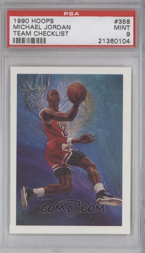 1990 nba hoops michael jordan card. 1990-91 NBA Hoops - Base #358 - Michael Jordan PSA 9 MINT