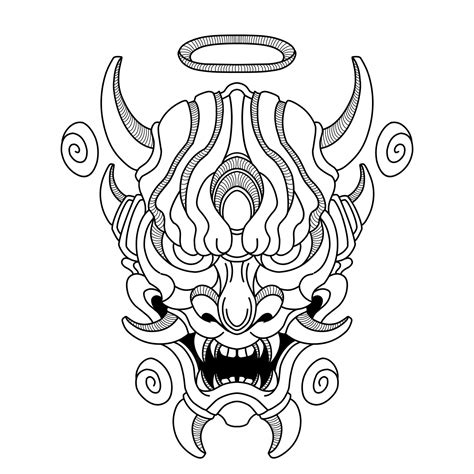 Premium Vector Japanese Tattoo Oni Mask Tribal Illustration
