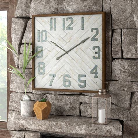Large rustic pocket watch wall clock wall decor industrial home accessories. Union Rustic Oversized Louie Square Wood Wall Clock ...