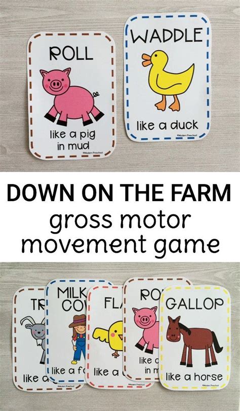 Down On The Farm Gross Motor Movement Game Farm Activities Preschool