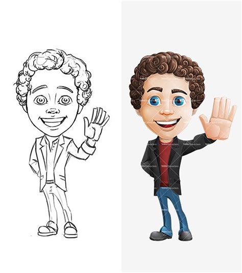 Vary your curl lengths as you draw, and don't forget you have an eraser for a reason! Curly Boy Cartoon Character Set | Boy cartoon characters ...