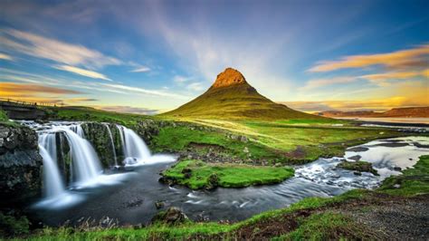 Mount Kirkjufell And Kirkjufellsfoss Waterfall Iceland Iceland