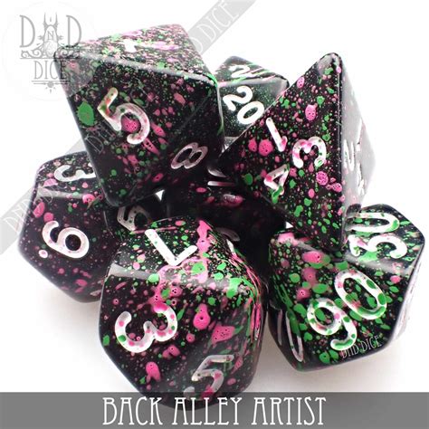 Back Alley Artist Hand Painted Polyhedral Dice Set Etsy