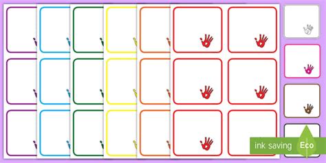 👉 Handprint Themed Square Peg Labels Small Peg Labels