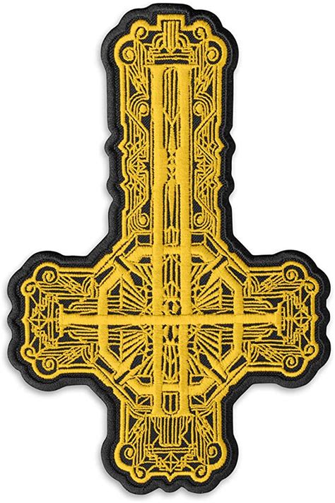 Ghost Band Grucifix Cross Patch Gold And White Papa