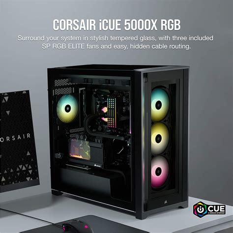 Corsair Icue 5000x Rgb Tempered Glass Mid Tower Atx Pc Smart Case