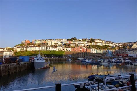 Brixham Harbor Harbour Devon England Uk With Coloured Colored Houses In
