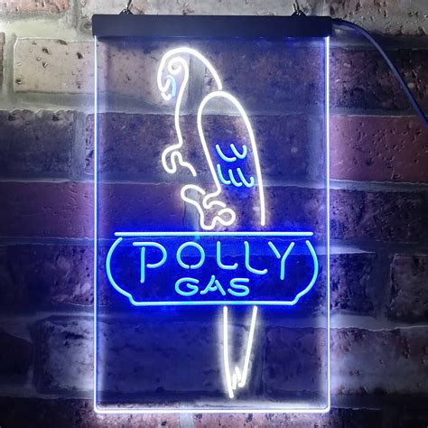Polly Gas Parrot Neon Like Led Sign White And Blue Small 8 X 12