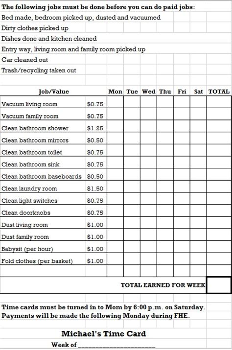 How To Teach Kids About Money With A Timecard Free