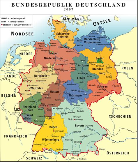 Der bundesstaat bundesrepublik deutschland (kurz: Landkarte Deutschland Politische | Landkarte Deutschland ...