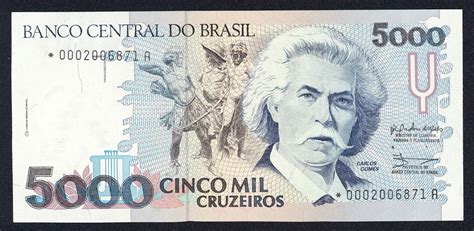 Brazil 5000 Cruzeiros Banknote 1990 Carlos Gomesworld Banknotes