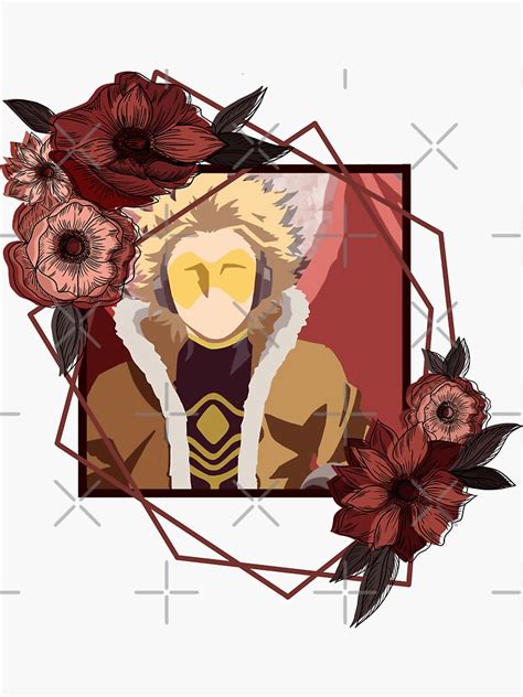 Hawks Mha Flower Design Sticker By Scarlet Feather Redbubble