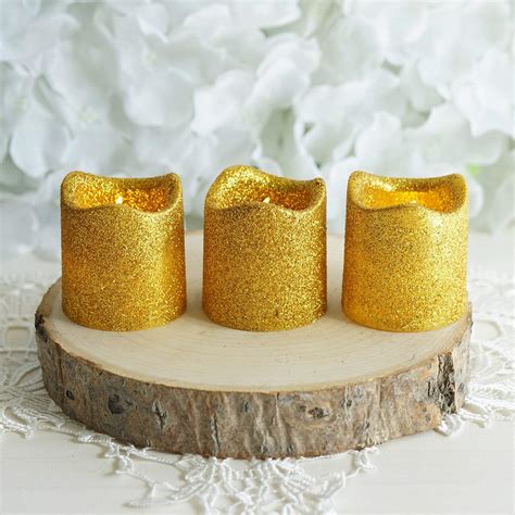 Buy 12 Pack Gold Glitter Flameless Candles Led Battery Operated