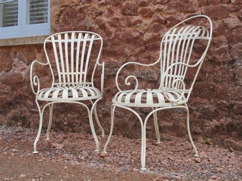 Wrought iron garden furniture uk. A pair of French chairs | Ironart of Bath