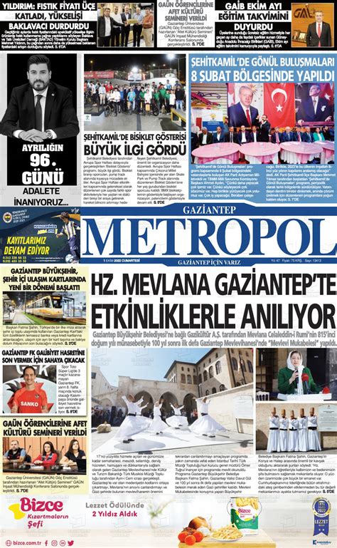 Ekim Tarihli Gaziantep Metropol Gazete Man Etleri