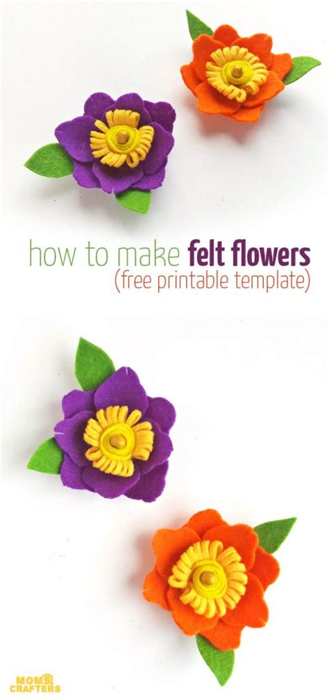 Diy Felt Flowers Free Printable Template Moms And Crafters