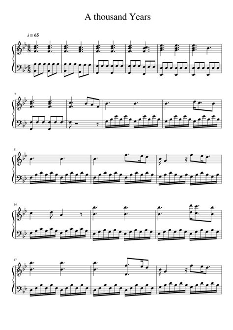 A Thousand Years Sheet Music For Piano Download Free In