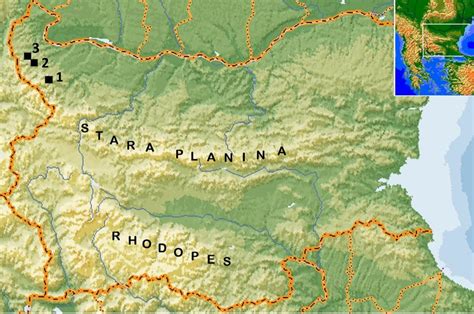 Map Of Bulgaria With The Location Of Three Important Bulgarian