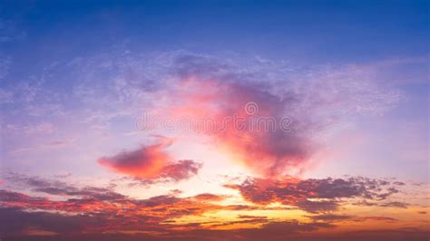 Panorama Twilight Sky With Cloud On Sunrise And Sunset Time Stock Photo