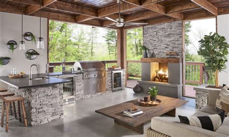 Since the outdoor kitchen aspect defines the aura and ambiance of luxury into a physical entity, an outdoor kitchen is also considered a statement construction piece. Stacked Stone - Eldorado Stone | Outdoor kitchen design ...