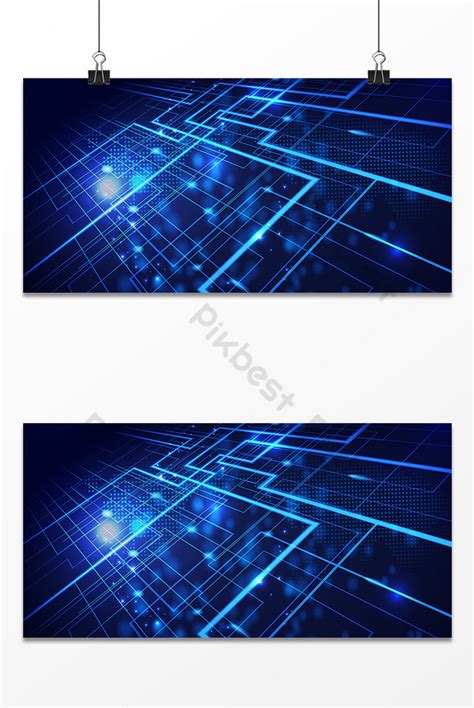 Blue Technology Light Effect Business Exhibition Board Background