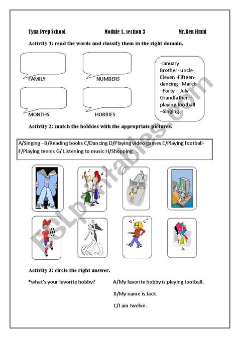 What´s Your Favorite Hobby Esl Worksheet By Adlaine