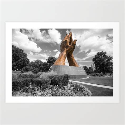 Tulsa Oklahoma Praying Hands In Selective Coloring Art Print By Gregory