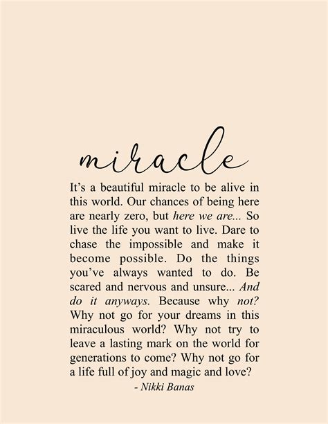 miracle 8 5” x 11” print nikki banas motivacional quotes soul love quotes peace quotes self