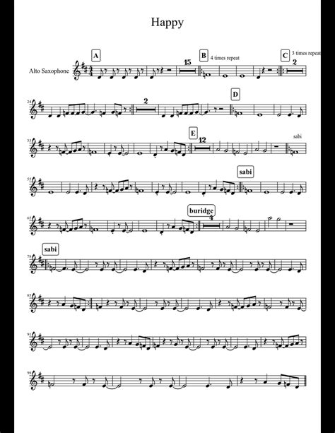 Happy Sax Alto Sheet Music For Alto Saxophone Download Free In Pdf Or Midi