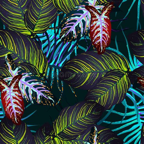 Tropical Leaf Modern Motif Jungle Print Stock Photo Image Of Flora
