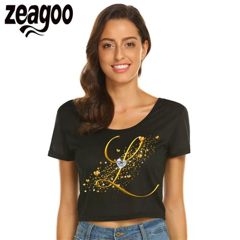 Zeagoo Solid Casual O Neck Short Sleeve Women Exposed Navel T Shirt